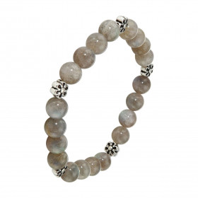Bracelet Labradorite 8mm Motif Fleur Ce Bracelet est composé 20 perles 8mm Labradorite 5 intercalaires métal représentant ...