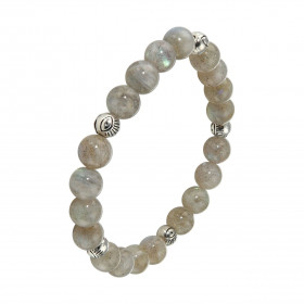 Bracelet Labradorite 8mm et Oeil porte bonheur. Ce Bracelet est composé de 20 perles de 8mm en Labradorite et de 5 interca...