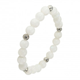 Bracelet Labradorite 8mm et Oeil porte bonheur. Ce Bracelet est composé de 20 perles de 8mm en Labradorite et de 5 interca...
