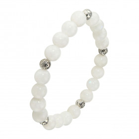 Bracelet Labradorite 8mm Oeil porte bonheur Ce Bracelet est composé 20 perles 8mm Labradorite 5 intercalaires métal représ...