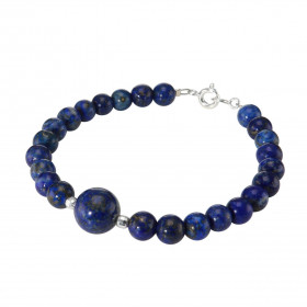 Bracelet Lapis Lazuli 6-10mm et Argent. Ce bracelet est composé de pierres de 6mm et d'une pierre de 10mm en son centre. E...