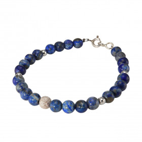 Bracelet Lapis Lazuli 6mm et Argent. Ce bracelet est composé de pierres de 6mm, de 4 perles facettées en Argent de 4mm de ...