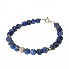 Bracelet Lapis Lazuli 6mm Argent Ce bracelet est composé pierres 6mm, 4 perles facettées Argent 4mm diamètre d une perle a...