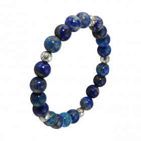  Bracelet Lapis Lazuli 8mm Oeil porte bonheur Ce Bracelet est composé 20 perles 8mm Lapis Lazuli 5 intercalaires métal rep...