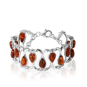 Bracelet Argent 925 Ambre Longueur : 20cm Largeur : 2.2cm