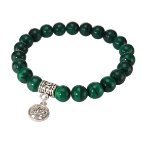 Bracelet Malachite 8mm et Breloque Arbre de Vie. Ce Bracelet est composé de 23 perles de 8mm et d'une breloque en métal re...