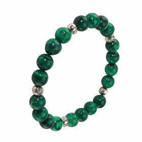 Bracelet Malachite 8mm et Motif Oeil Porte Bonheur. Ce Bracelet est composé de 20 perles de 8mm en Malachite et de 5 inter...