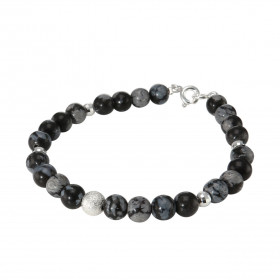 Bracelet Obsidienne 6mm Argent Ce bracelet est composé pierres 6mm, 4 perles facettées Argent 4mm diamètre d une perle arg...