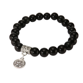 Bracelet Obsidienne 8mm Breloque Arbre Vie Ce Bracelet est composé 23 perles 8mm d une breloque métal représentant un arbr...