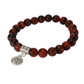 Bracelet Oeil Taureau 8mm Breloque Arbre Vie Ce Bracelet est composé 23 perles 8mm d une breloque métal représentant un ar...