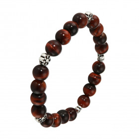 Bracelet Oeil Taureau 8mm Motif Fleur Ce Bracelet est composé 20 perles 8mm Oeil Taureau 5 intercalaires métal représentan...