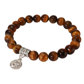 Bracelet Oeil Tigre 8mm Breloque Arbre Vie Ce Bracelet est composé 23 perles 8mm d une breloque métal représentant un arbr...