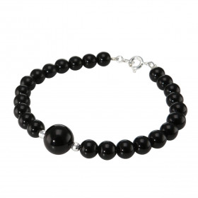 Bracelet Onyx 6-10mm et Argent. Ce bracelet est composé de pierres de 6mm et d'une pierre de 10mm en son centre. Elle est ...