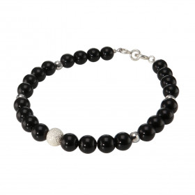 Bracelet Onyx 6mm Argent Ce bracelet est composé pierres 6mm, 4 perles facettées Argent 4mm diamètre d une perle argent ma...