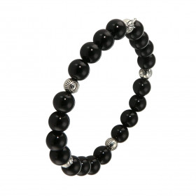 Bracelet Onyx 8mm et Oeil porte bonheur. Ce Bracelet est composé de 20 perles de 8mm en Onyx noir et de 5 intercalaires en...