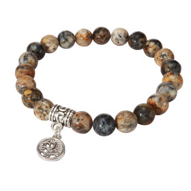 Bracelet Opale Dendritique 8mm Breloque Arbre Vie Ce Bracelet est composé 23 perles 8mm d une breloque métal représentant ...