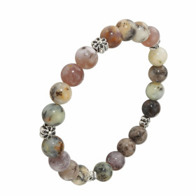 Bracelet Opale Dendritique 8mm Motif Fleur Ce Bracelet est composé 20 perles 8mm Opale Dendritique 5 intercalaires métal r...