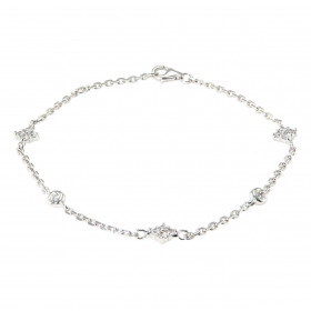 Bracelet or blanc 375 composé d une maille forçat 1,6mm large motifs oxyde zirconium Dimensions : 5,6mm x 18cm Système d a...