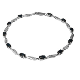  Bracelet Or Blanc 750 Saphirs Ovales Diamant Bracelet composé saphirs ovales 5x3mm sertis à griffes diamants sertis dans ...
