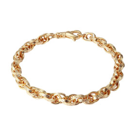 Bracelet or jaune 375 composé d anneaux ovales texturés entrelacés Dimension : 5,6mm x19cm Système d attache : mousqueton