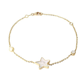 Bracelet Or Jaune 375 étoile nacre