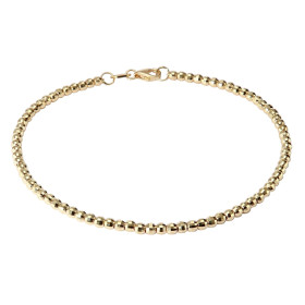 Bracelet en or jaune 375 composé de perles facettées. Dimension : 2,5mm x 19cm. Système d'attache : mousqueton