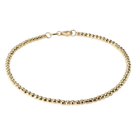 Bracelet or jaune 375 composé perles facettées Dimension : 2,5mm x 19cm Système d attache : mousqueton