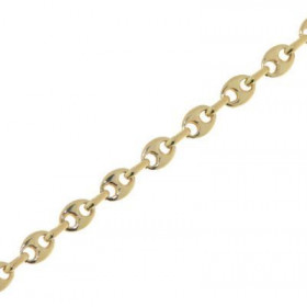 Bracelet Or Jaune grains de café 3.3mm - 18cm