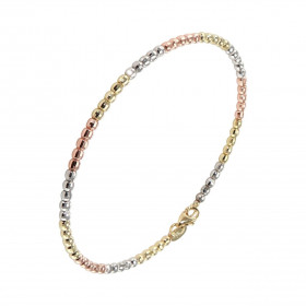 Bracelet 3 ors 375 composé de perles facettées de 2,4mm de diamètre. Dimensions intérieures : 48x58mm. Système d&#39;attac...