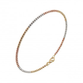  Bracelet 3 ors 375 composé perles 2mm diamètre Dimensions intérieures : 48x58mm Système d attache : mousqueton 