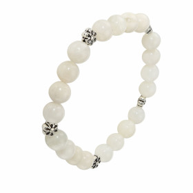Bracelet Pierre Lune 8mm Motif Fleur Ce Bracelet est composé 20 perles 8mm Pierre Lune 5 intercalaires métal représentant ...