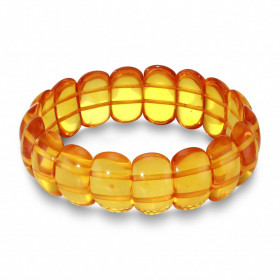 Bracelet Plaquettes Ambre 20.5mm x 18cm Ambre couleur cognac Enfilage sur élastique double Largeur : 20.5mm Longueur : 18c...