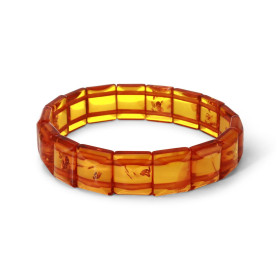 Bracelet Plaquettes Ambre couleur cognac 15.5mm x 18.8cm Ambre couleur cognac Enfilage sur élastique double Largeur : 15.5...
