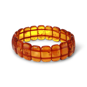 Bracelet Plaquettes Ambre couleur cognac 18mm x 18.8cm Ambre couleur cognac Enfilage sur élastique double Largeur : 18mm L...