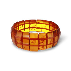 Bracelet Plaquettes Ambre couleur cognac 22mm x 18cm Ambre couleur cognac Enfilage sur élastique double Largeur : 22mm Lon...