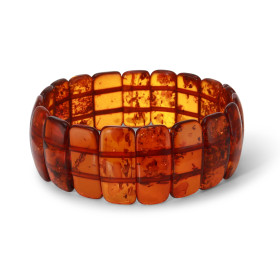  Bracelet Plaquettes Ambre couleur cognac 24mm x 18.8cm Ambre couleur cognac Enfilage sur élastique double Largeur : 24mm ...