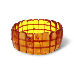 Bracelet Plaquettes Ambre couleur cognac 26mm x 18cm Ambre couleur cognac Enfilage sur élastique double Largeur : 26mm Lon...