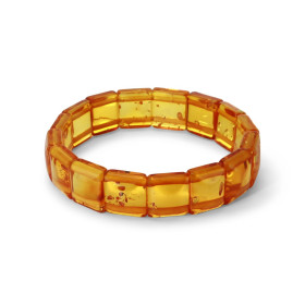 Bracelet Plaquettes Ambre couleur miel 12.8mm x 17.6cm Ambre couleur miel Enfilage sur élastique double Largeur : 12.8mm L...