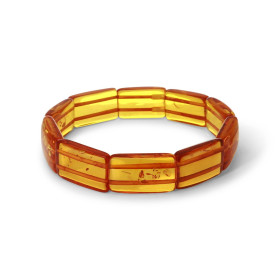 Bracelet Plaquettes Ambre couleur miel 12.8mm x 18.8cm Ambre couleur miel Enfilage sur élastique double Largeur : 12.8mm L...