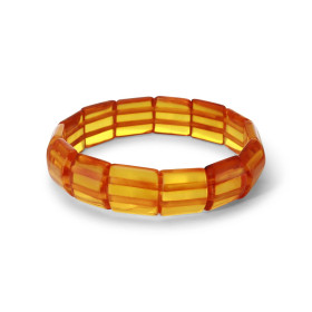 Bracelet Plaquettes Ambre couleur miel 13.7mm x 17.2cm Ambre couleur miel Enfilage sur élastique double Largeur : 13.7mm L...