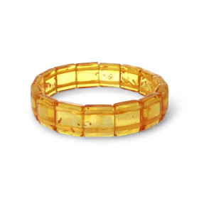 Bracelet Plaquettes Ambre couleur miel 14.3mm x 18cm Ambre couleur miel Enfilage sur élastique double Largeur : 14.3mm Lon...