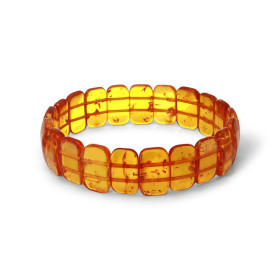 Bracelet Plaquettes Ambre couleur miel 15mm x 18.8cm Ambre couleur miel Enfilage sur élastique double Largeur : 15mm Longu...