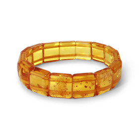 Bracelet Plaquettes Ambre couleur miel 15mm x 18cm Ambre couleur miel Enfilage sur élastique double Largeur : 15mm Longueu...