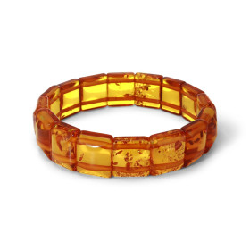 Bracelet Plaquettes Ambre couleur miel 15mm x 18cm Ambre couleur miel Enfilage sur élastique double Largeur : 15mm Longueu...