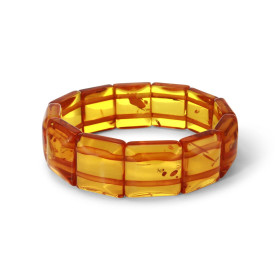 Bracelet Plaquettes Ambre couleur miel 18.2mm x 17.2cm Ambre couleur miel Enfilage sur élastique double Largeur : 18.2mm L...