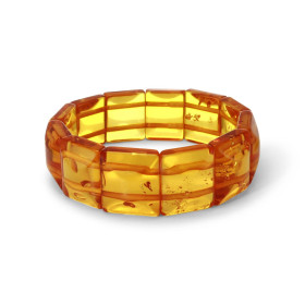 Bracelet Plaquettes Ambre couleur miel 19.4mm x 17.2cm Ambre couleur miel Enfilage sur élastique double Largeur : 19.4mm L...