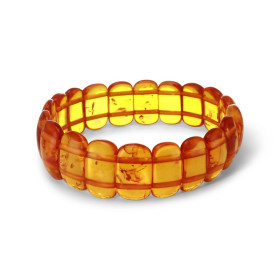 Bracelet Plaquettes Ambre couleur miel 20.5mm x 18.8cm Ambre couleur miel Enfilage sur élastique double Largeur : 20.5mm L...