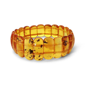 Bracelet Plaquettes Ambre couleur miel 23mm x 18.5cm Ambre couleur miel Enfilage sur élastique double Largeur : 23mm Longu...