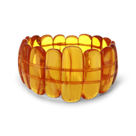  Bracelet Plaquettes Ambre couleur miel 36mm x 19cm Ambre couleur miel Enfilage sur élastique double Largeur : 36mm Longue...