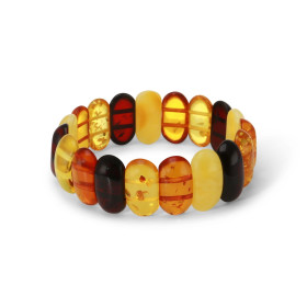 Bracelet Plaquettes Ambre multicolore 17mm x 17cm Ambre multicolore Enfilage sur élastique double Largeur : 17mm Longueur ...
